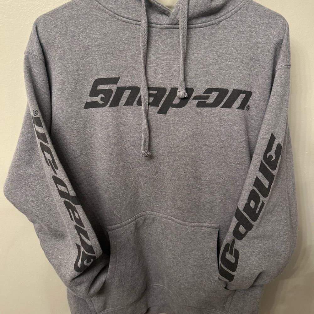 Snap-on Gray Logo Hoodie for Men